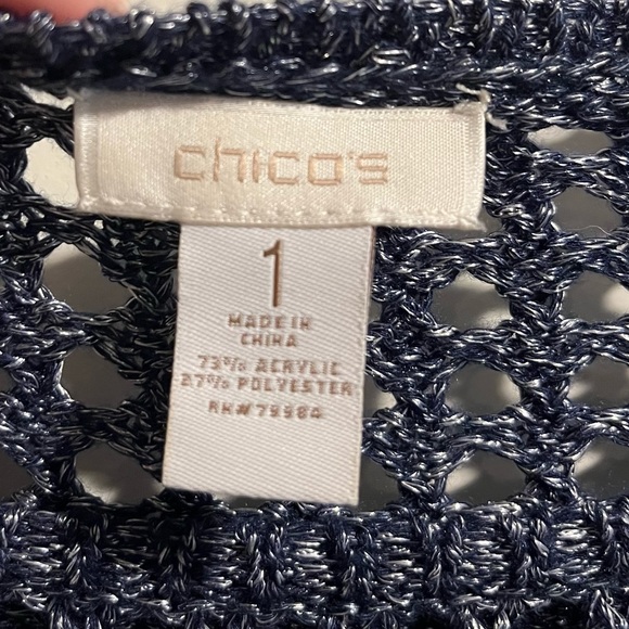 Chico’s Crochet Metallic Blue Sweater - Picture 4 of 8
